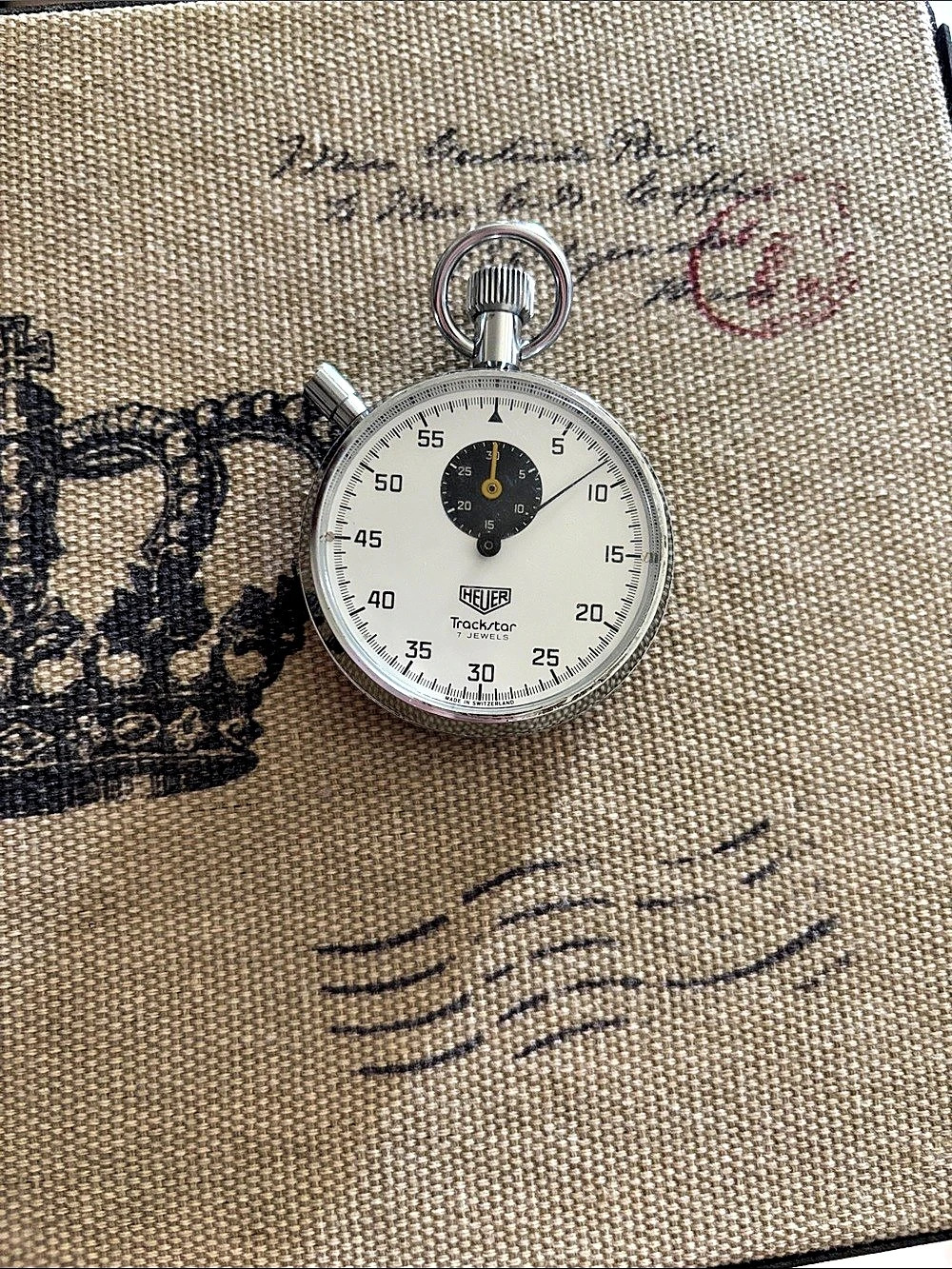 Heuer Trackstar 7 Jewels Stopwatch Silver
